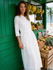 Vestido Largo VILAGALLO Bordado Cinturón