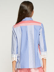 Camisa Rayas VILAGALLO Puño con Encaje