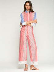 Pantalón Elena VILAGALLO Rayas y Encaje