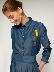 Camisa Denim VILAGALLO Bolsillo Bordado