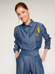 Camisa Denim VILAGALLO Bolsillo Bordado