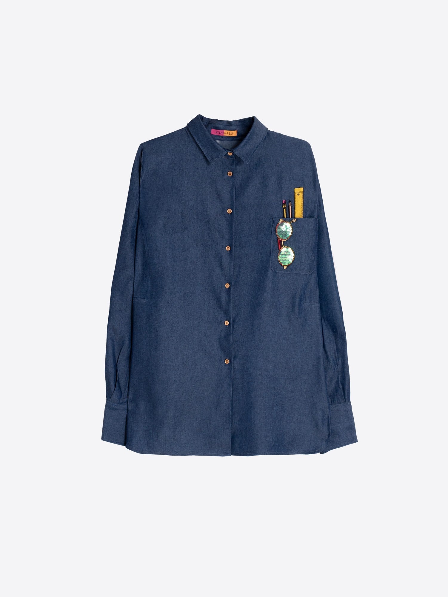 Camisa Denim VILAGALLO Bolsillo Bordado
