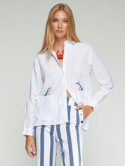 Camisa Lino VILAGALLO Bordado Peces
