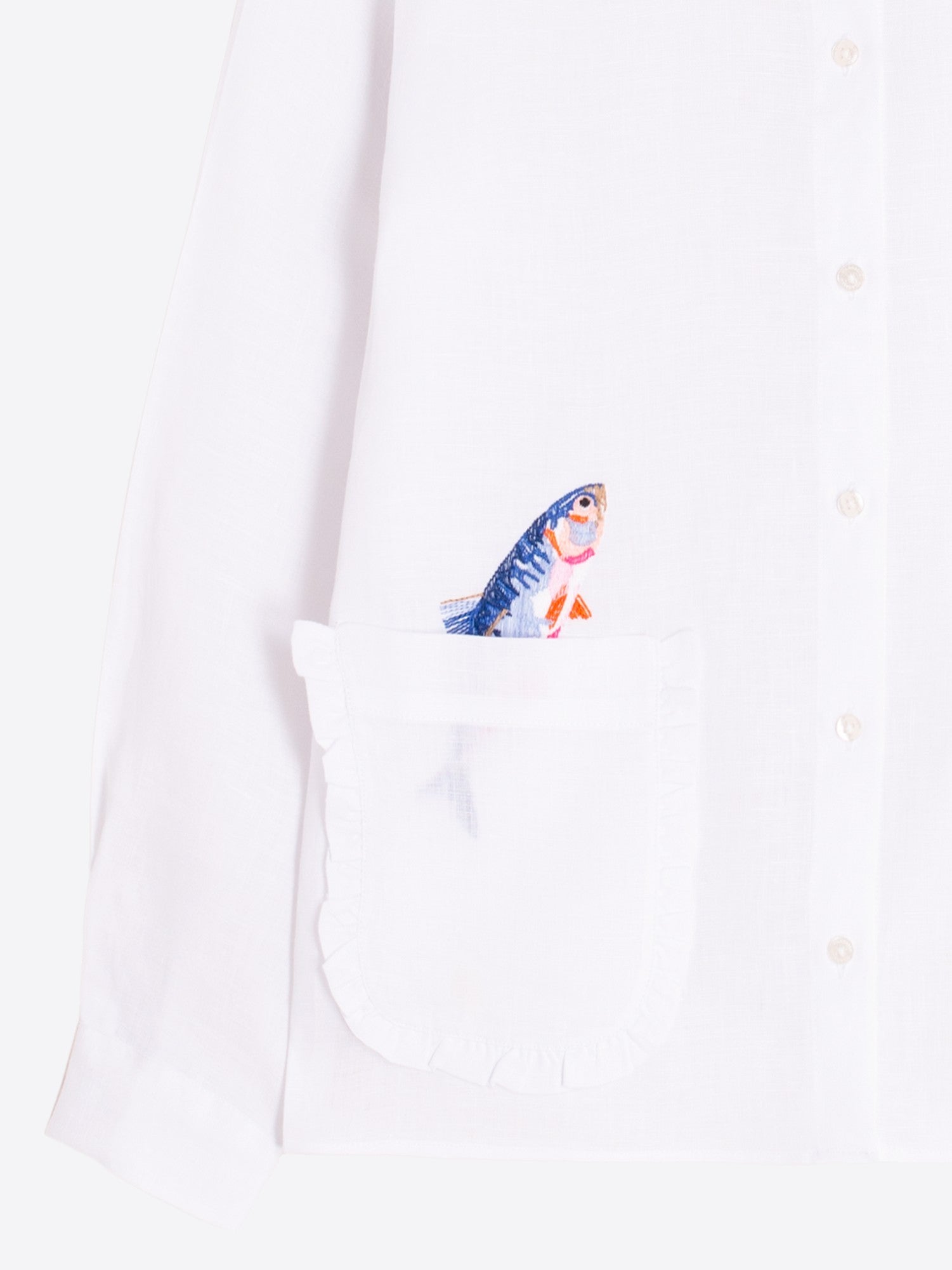 Camisa Lino VILAGALLO Bordado Peces