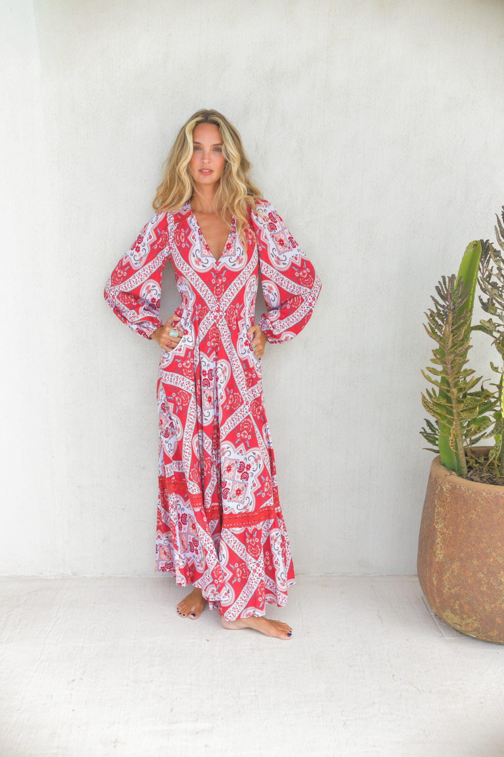 Vestido JAASE Rosa Print Carmen ROJO