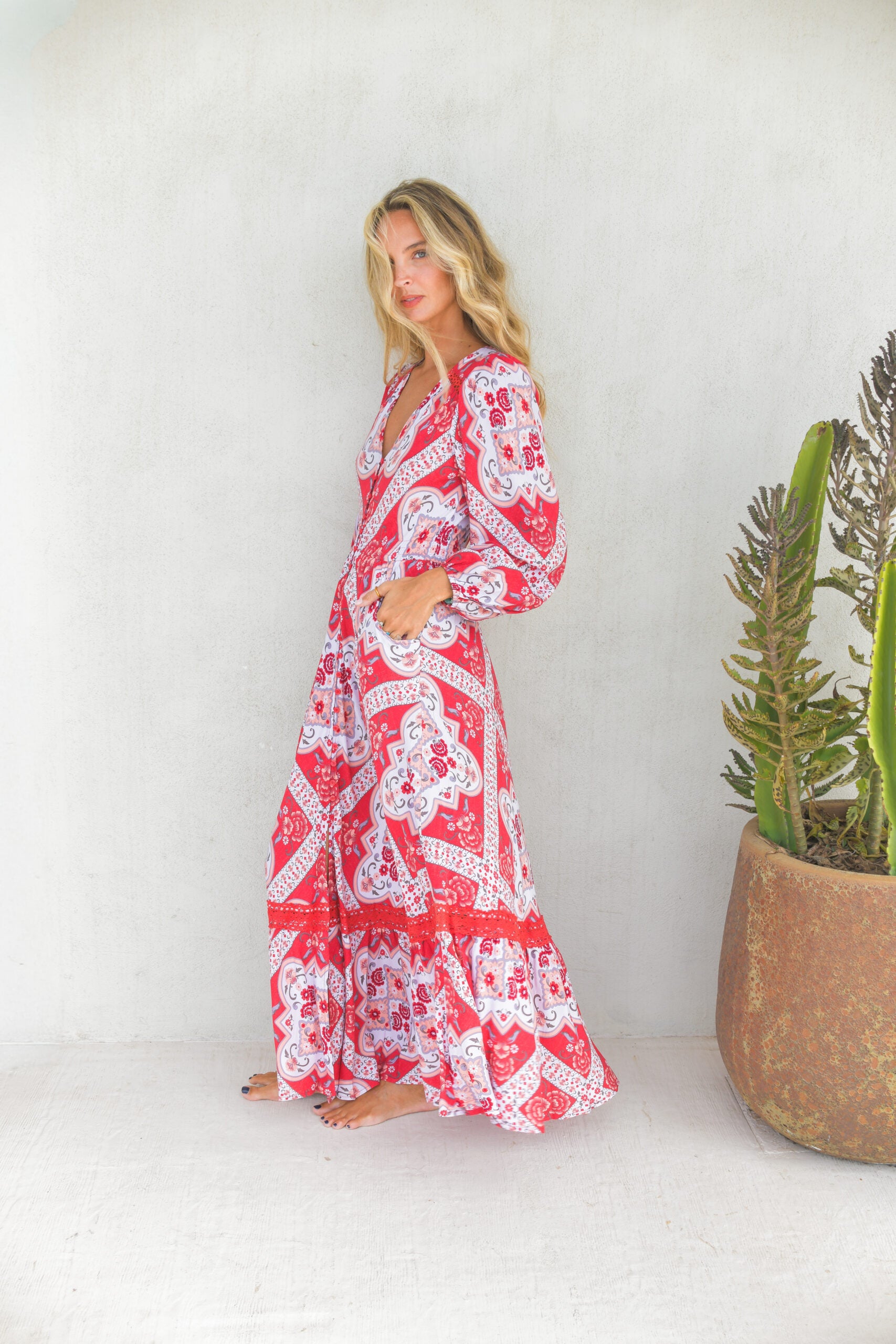 Vestido JAASE Rosa Print Carmen ROJO