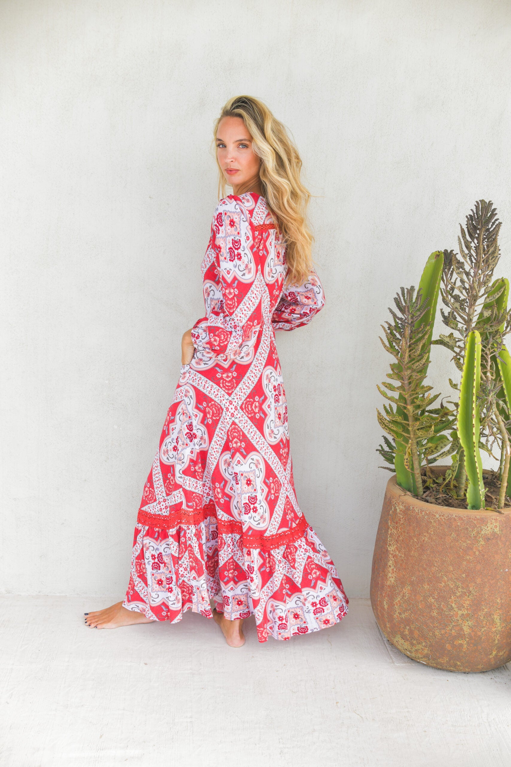 Vestido JAASE Rosa Print Carmen ROJO