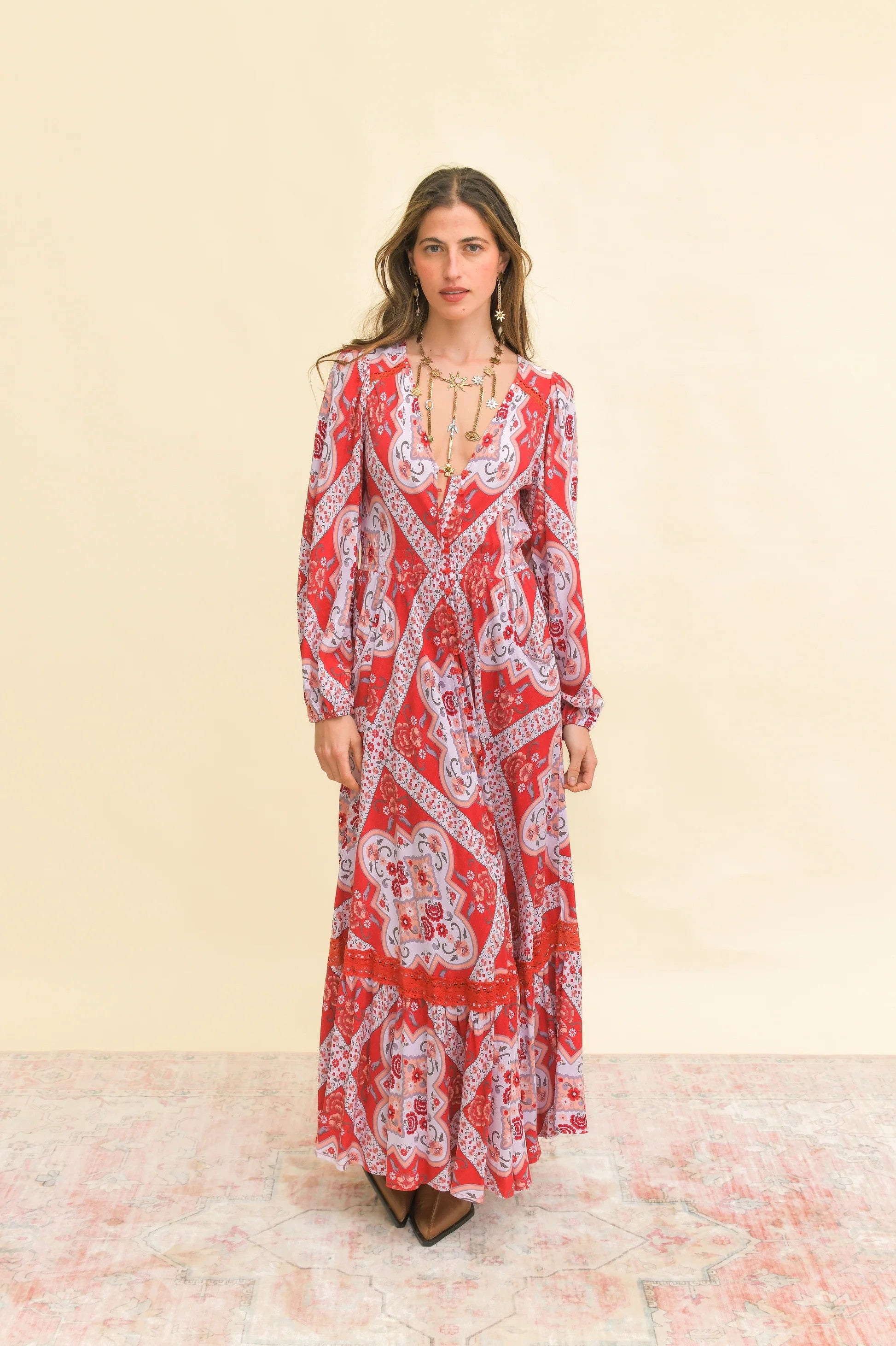 Vestido JAASE Rosa Print Carmen ROJO