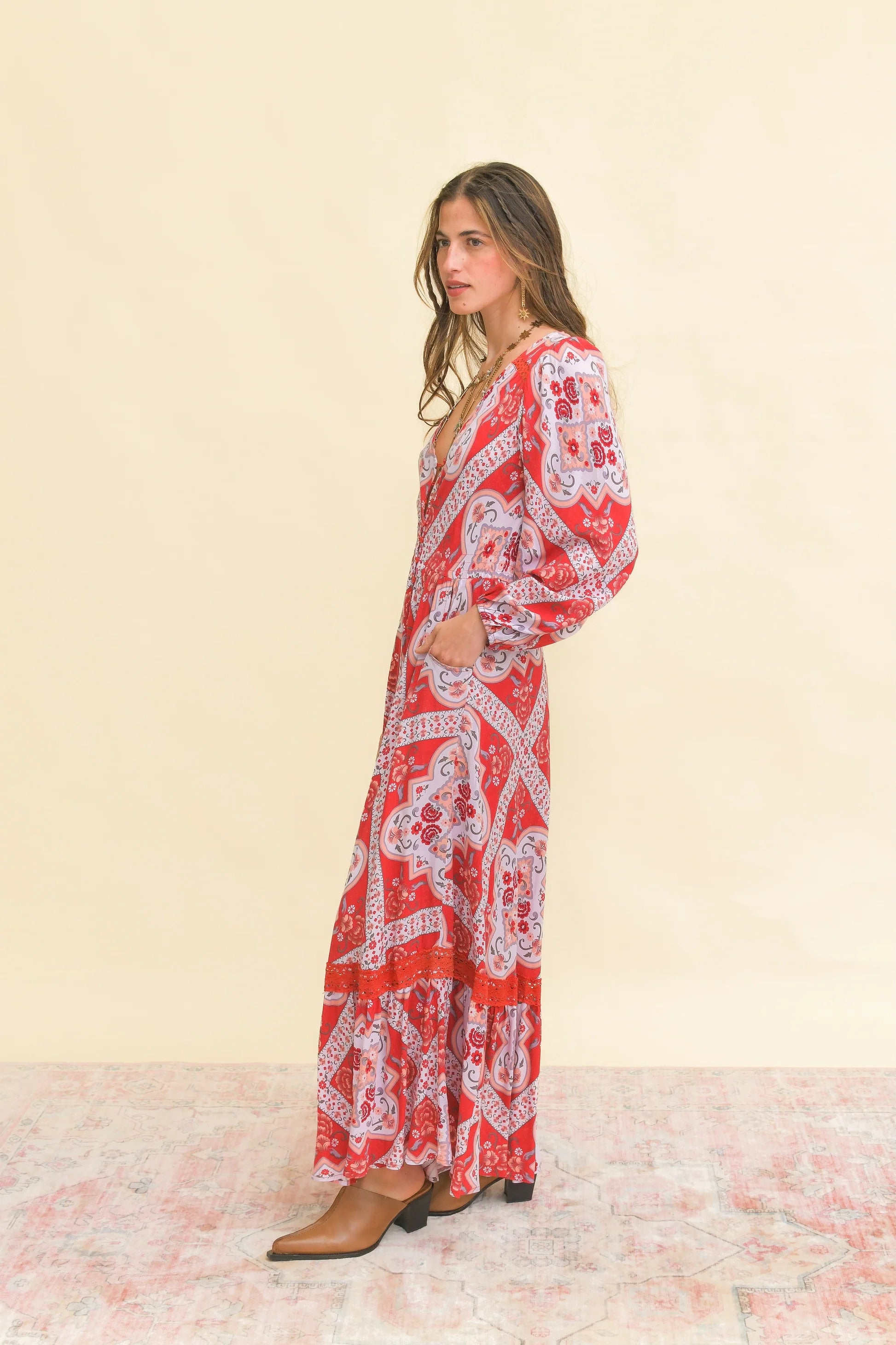 Vestido JAASE Rosa Print Carmen ROJO