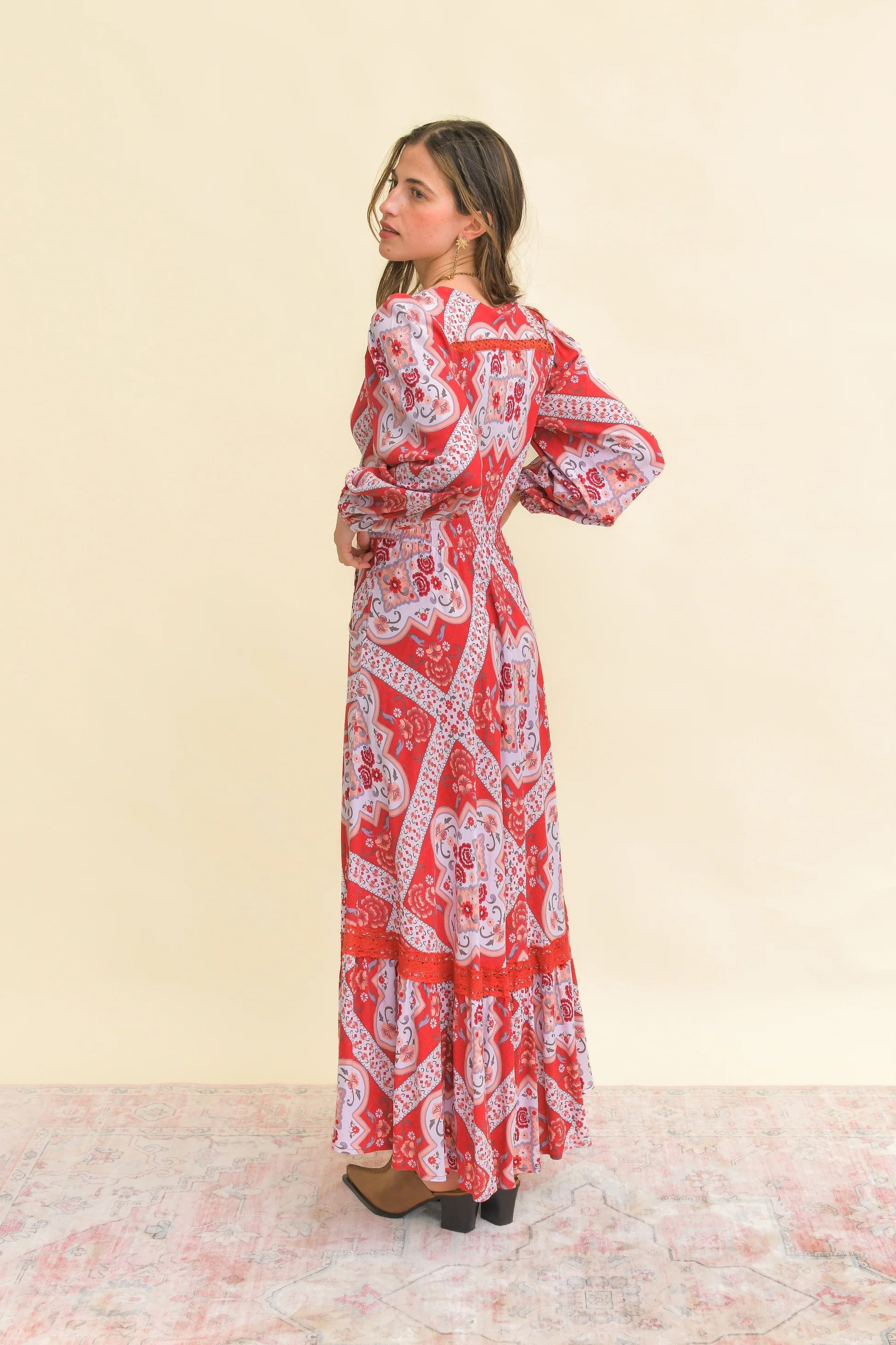 Vestido JAASE Rosa Print Carmen ROJO