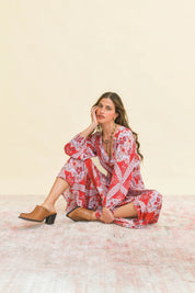 Vestido JAASE Rosa Print Carmen ROJO