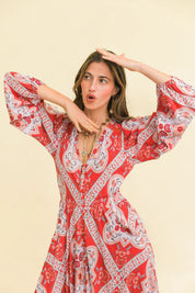Vestido JAASE Rosa Print Carmen ROJO