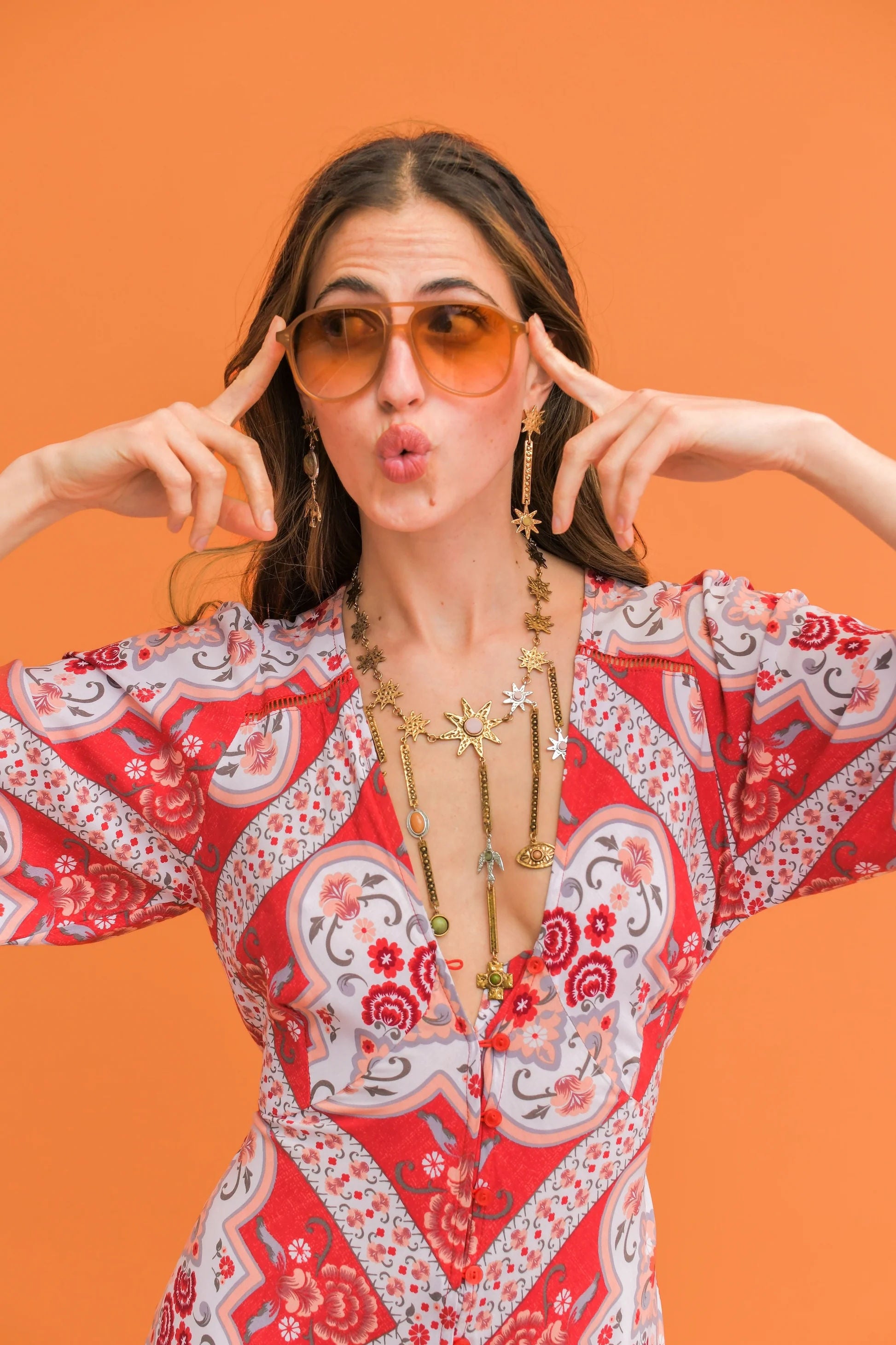 Vestido Midi JAASE Rosa Print Lenni ROJO
