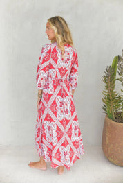 Vestido Midi JAASE Rosa Print Lenni ROJO