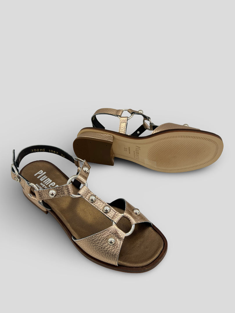 Sandalia PLUMERS Piel Metalizada CHAMPÁN