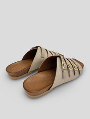 Sandalia Mules BUENO Hebillas Piel BEIGE