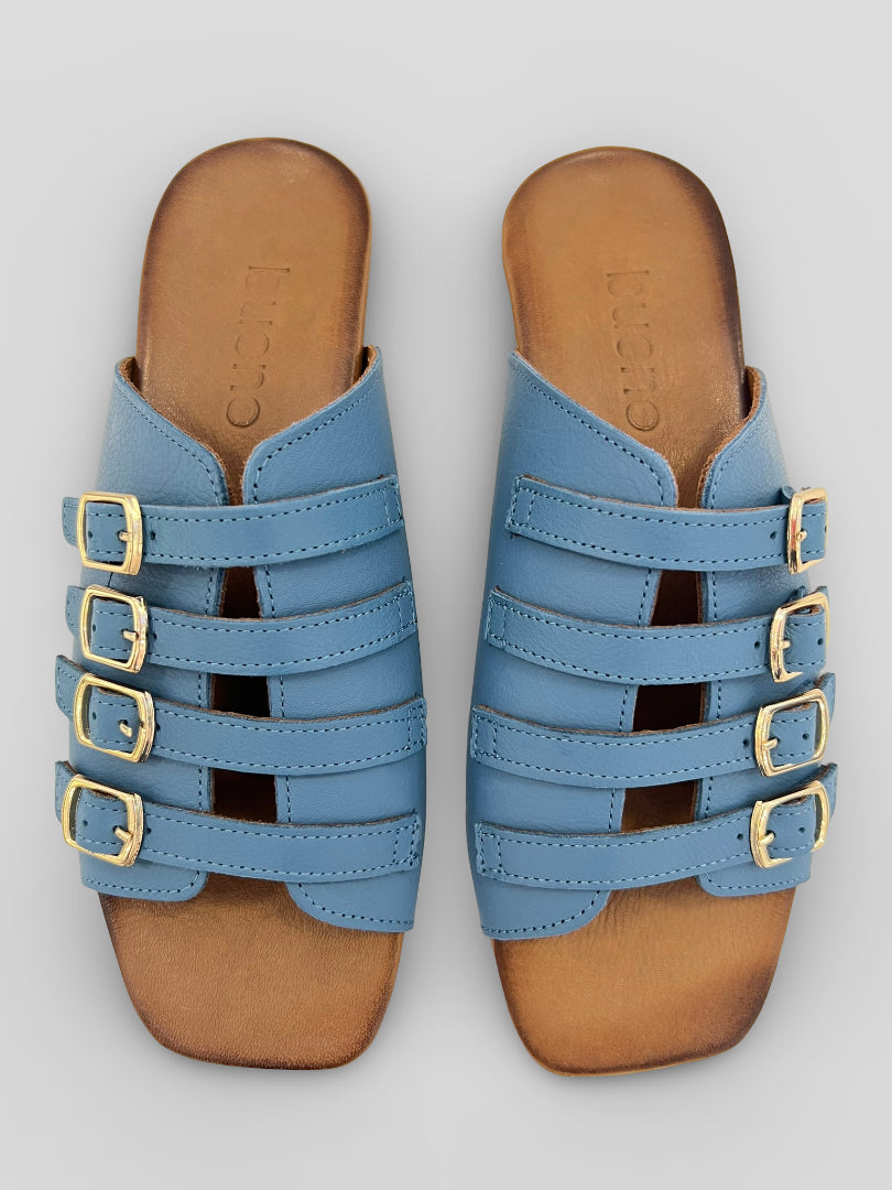 Sandalia Mules BUENO Hebillas Piel JEANS