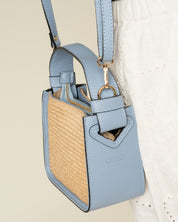 Bandolera Balance GAIMO Rafia Piel AZUL