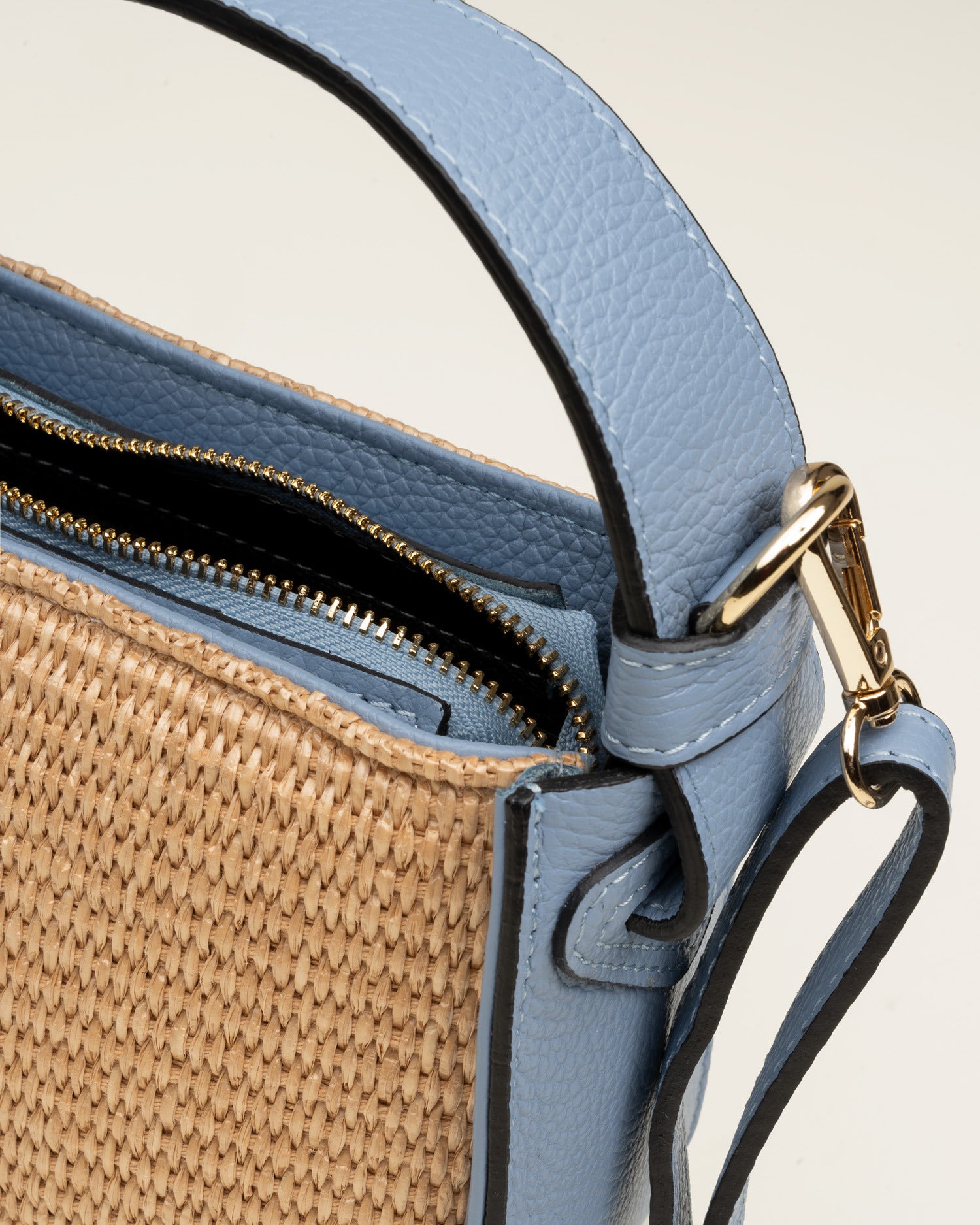 Bandolera Balance GAIMO Rafia Piel AZUL
