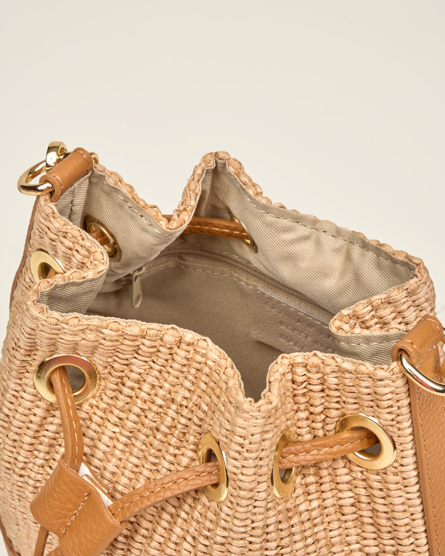 Bandolera Bimba GAIMO Rafia Piel CUERO