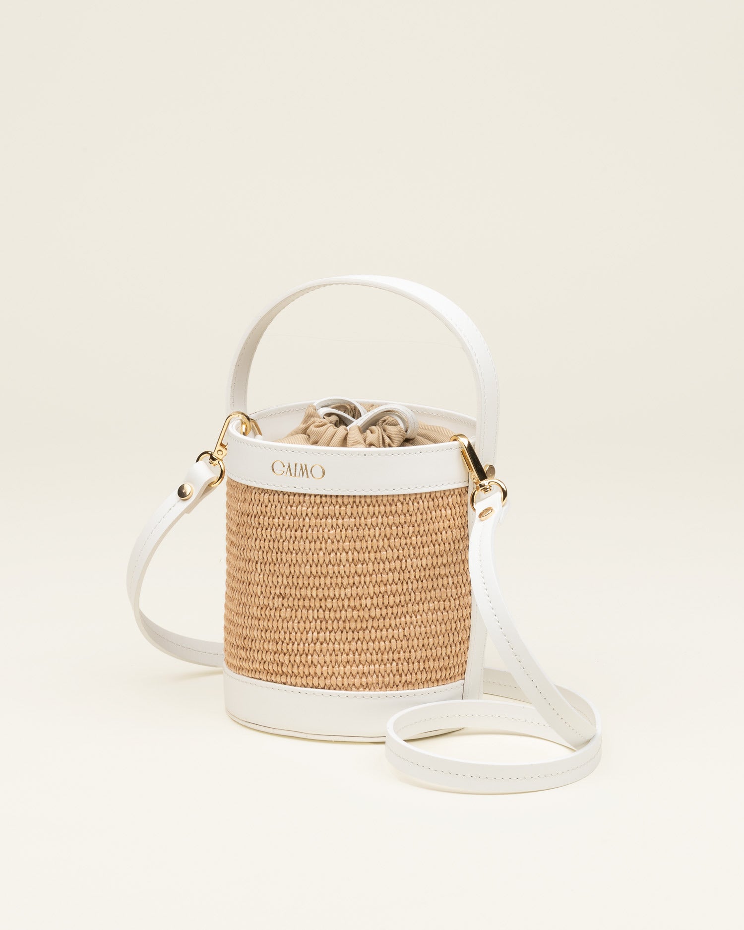 Bandolera Bombón GAIMO Rafia Piel BLANCO