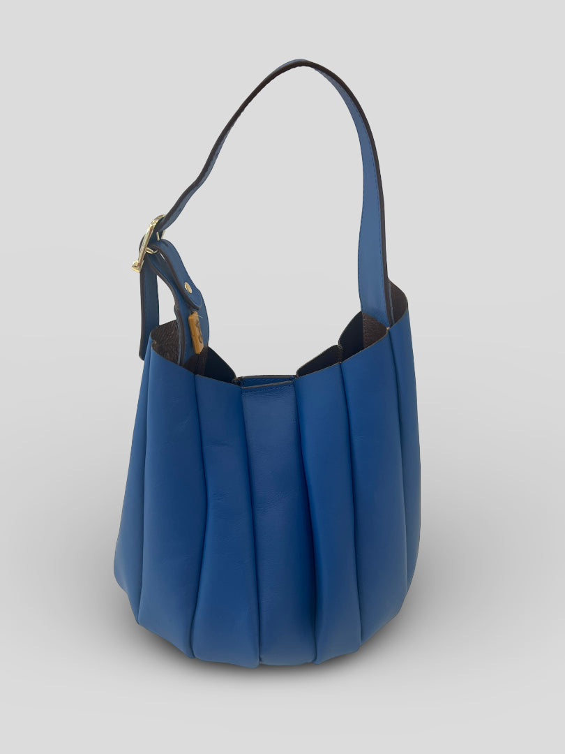 Bolso CATS Bucket Plisado Piel AZUL
