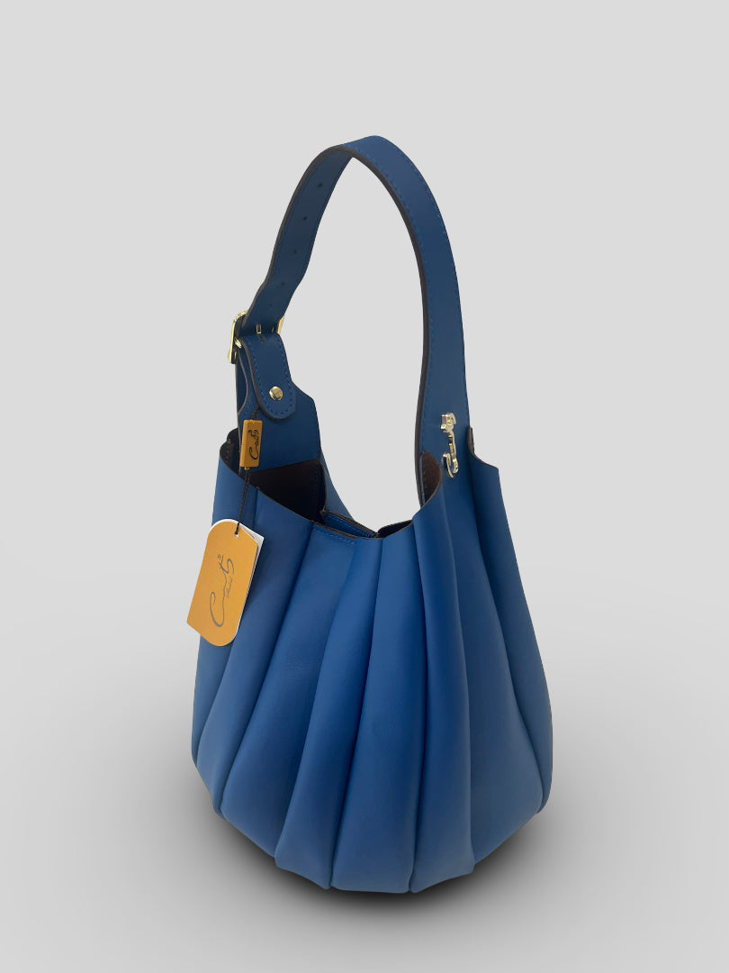 Bolso CATS Bucket Plisado Piel AZUL