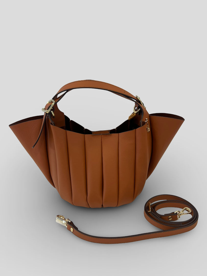 Bolso Abanico CATS Plisado Piel CUERO