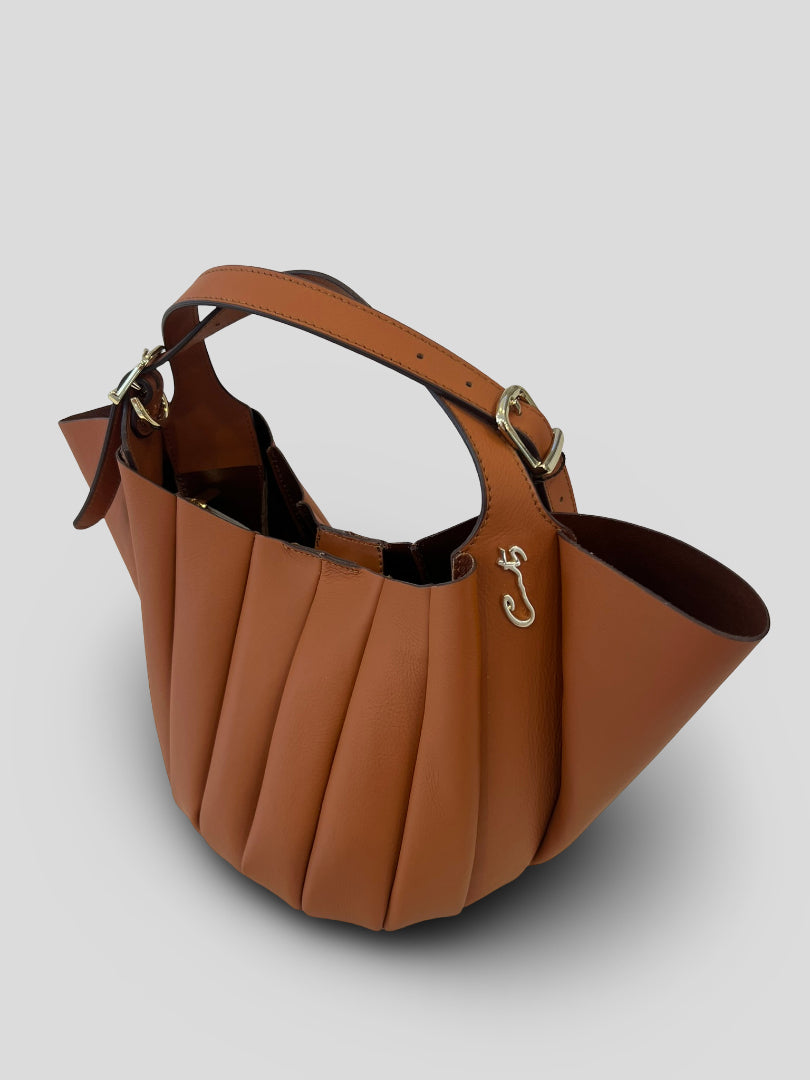 Bolso Abanico CATS Plisado Piel CUERO
