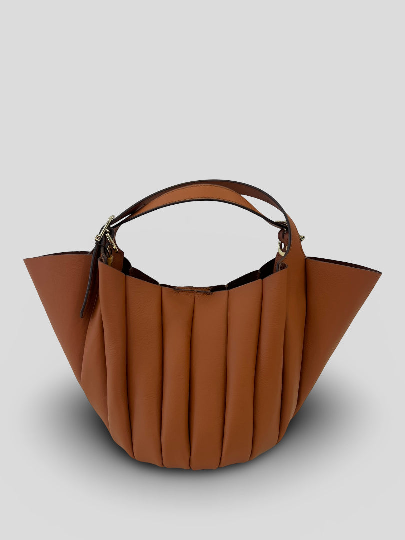 Bolso Abanico CATS Plisado Piel CUERO