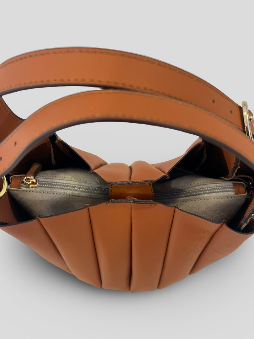 Bolso Abanico CATS Plisado Piel CUERO