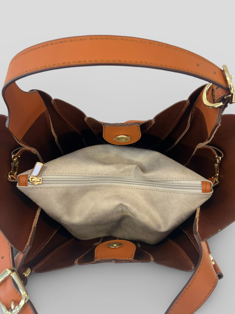 Bolso Abanico CATS Plisado Piel CUERO