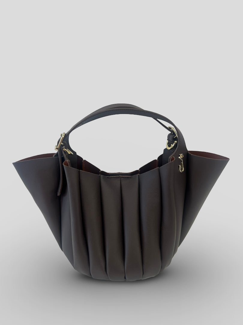 Bolso Abanico CATS PlisadoPiel CHOCOLATE