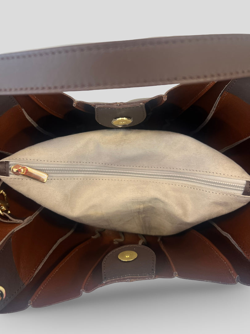 Bolso Abanico CATS PlisadoPiel CHOCOLATE