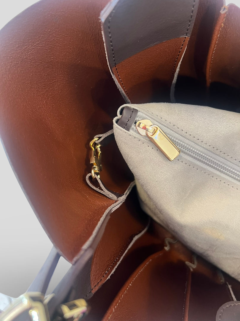 Bolso Abanico CATS PlisadoPiel CHOCOLATE