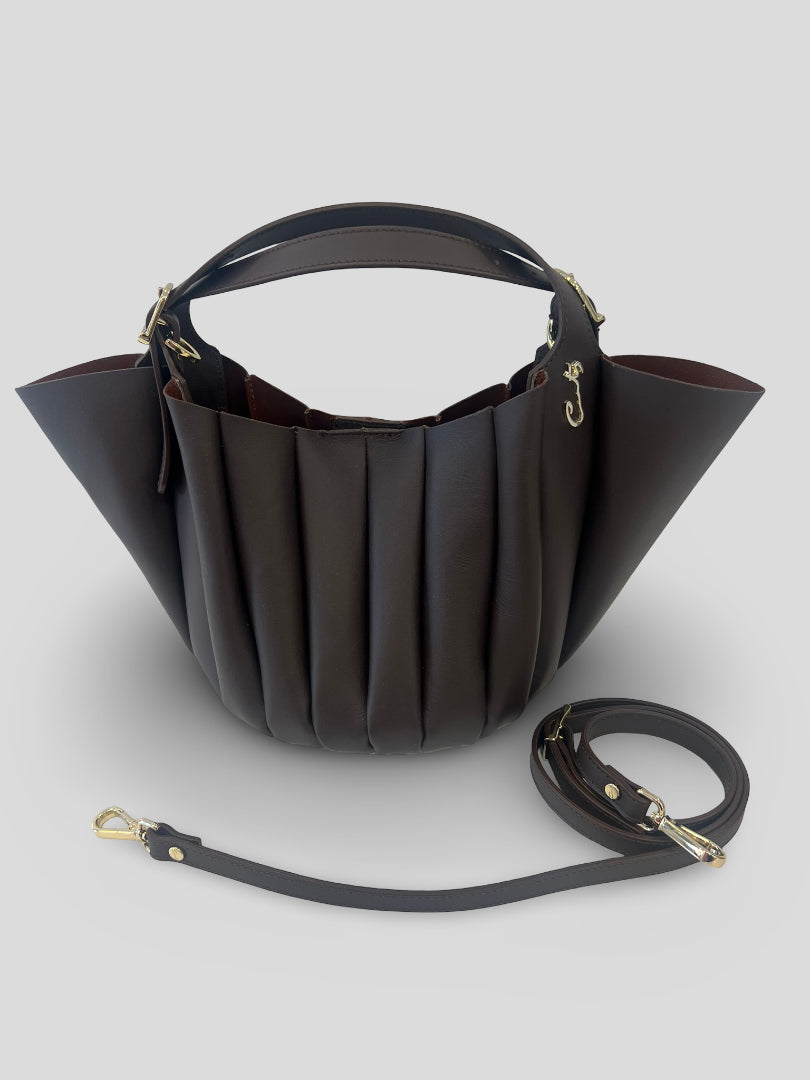 Bolso Abanico CATS PlisadoPiel CHOCOLATE