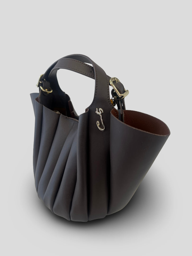 Bolso Abanico CATS PlisadoPiel CHOCOLATE