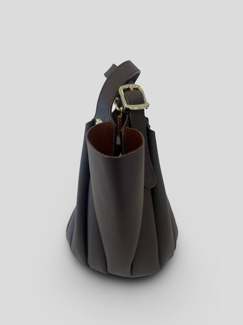 Bolso Abanico CATS PlisadoPiel CHOCOLATE