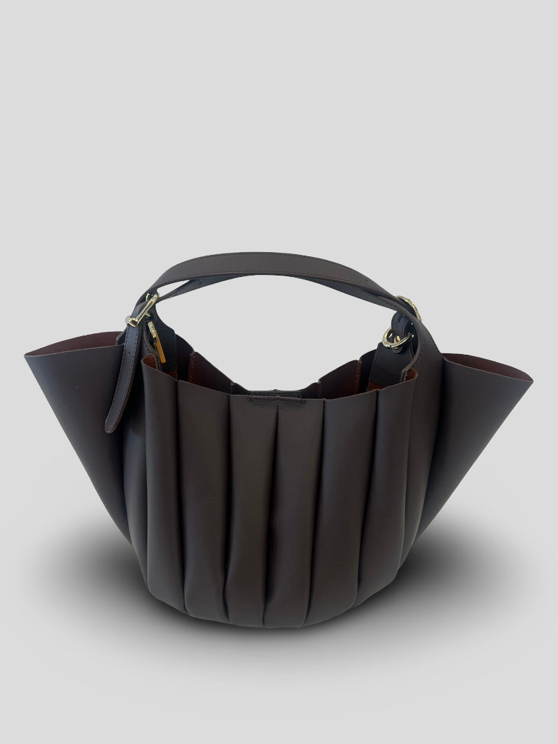 Bolso Abanico CATS PlisadoPiel CHOCOLATE