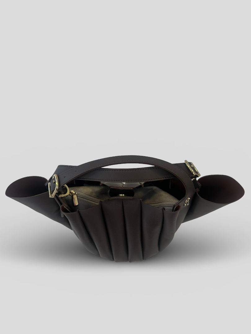 Bolso Abanico CATS PlisadoPiel CHOCOLATE