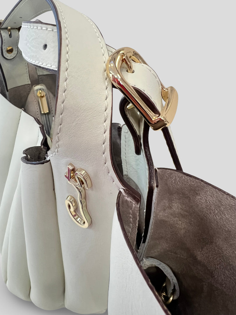 Bolso Abanico CATS Plisado Piel BLANCO