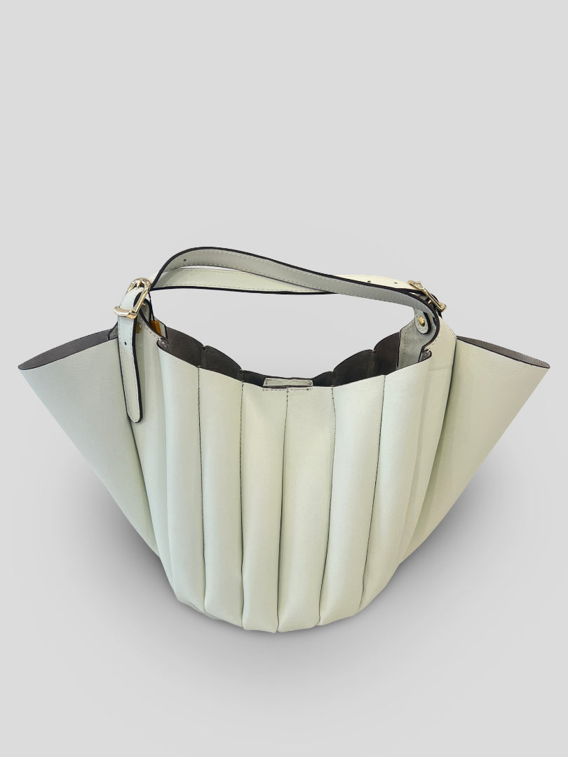 Bolso Abanico CATS Plisado Piel BLANCO