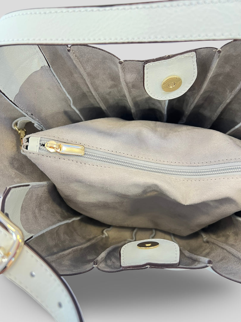 Bolso Abanico CATS Plisado Piel BLANCO