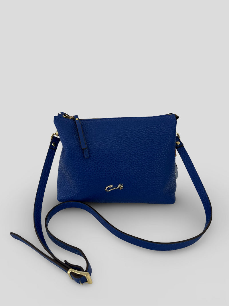 Bolso Bandolera CATS Piel Grabada AZUL