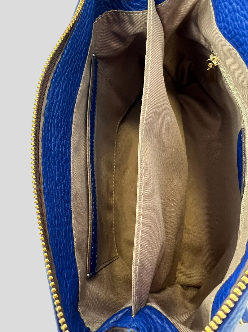 Bolso Bandolera CATS Piel Grabada AZUL