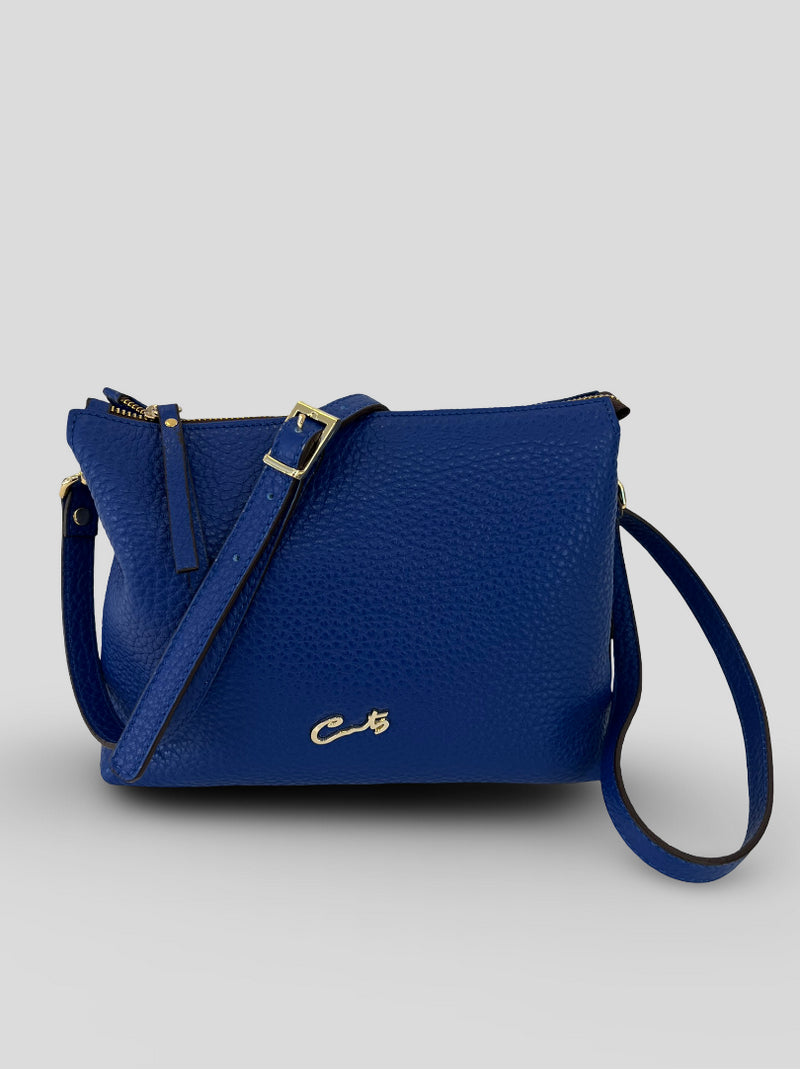 Bolso Bandolera CATS Piel Grabada AZUL