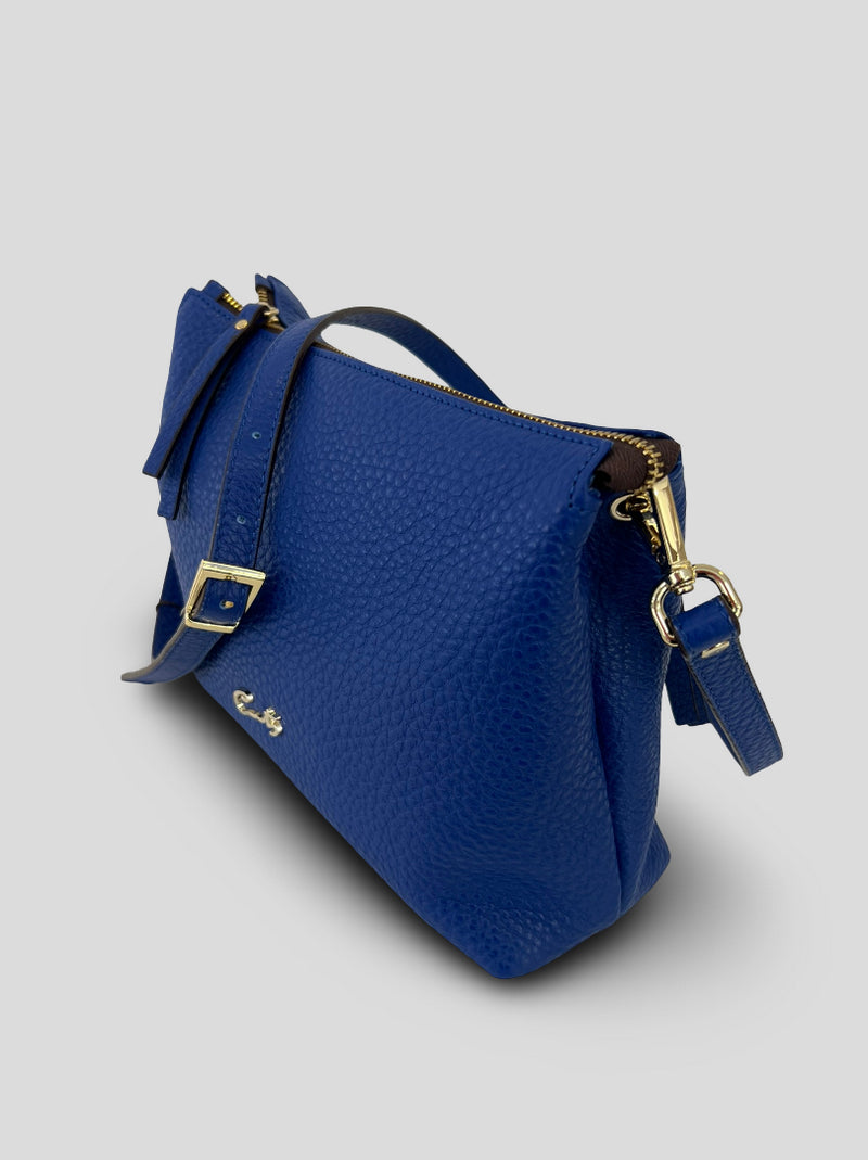 Bolso Bandolera CATS Piel Grabada AZUL