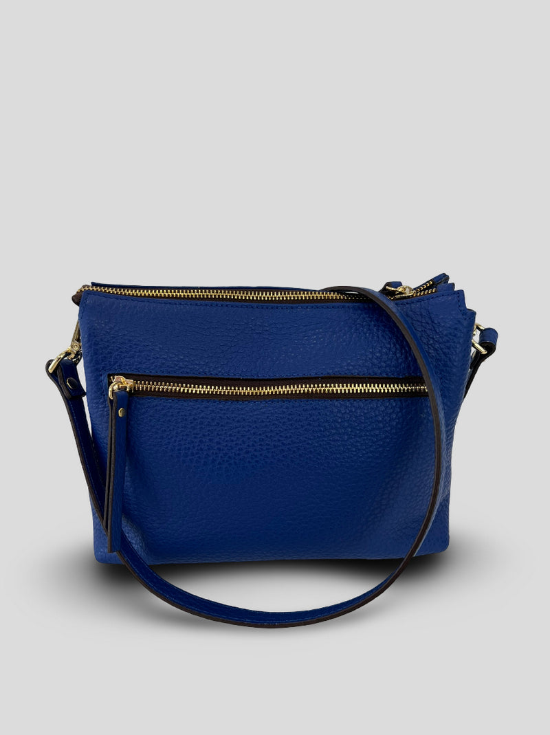 Bolso Bandolera CATS Piel Grabada AZUL