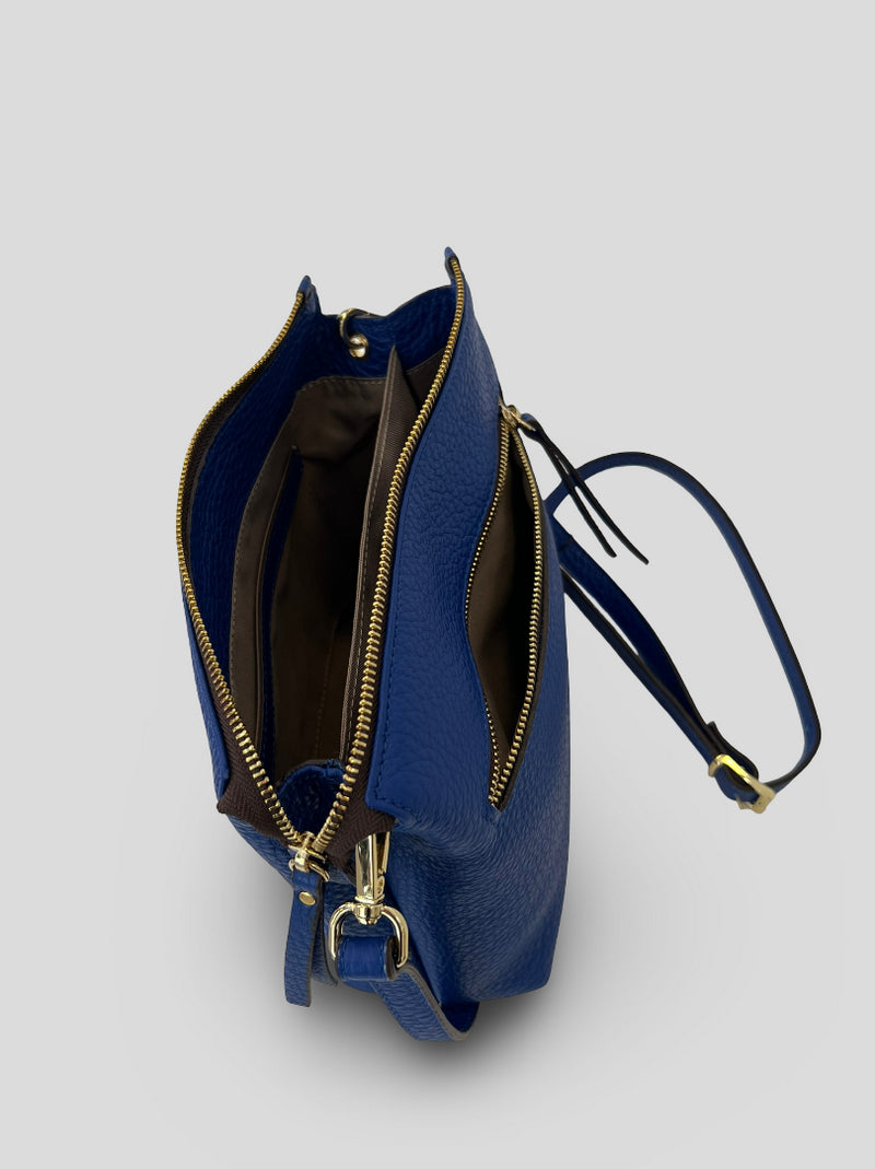 Bolso Bandolera CATS Piel Grabada AZUL