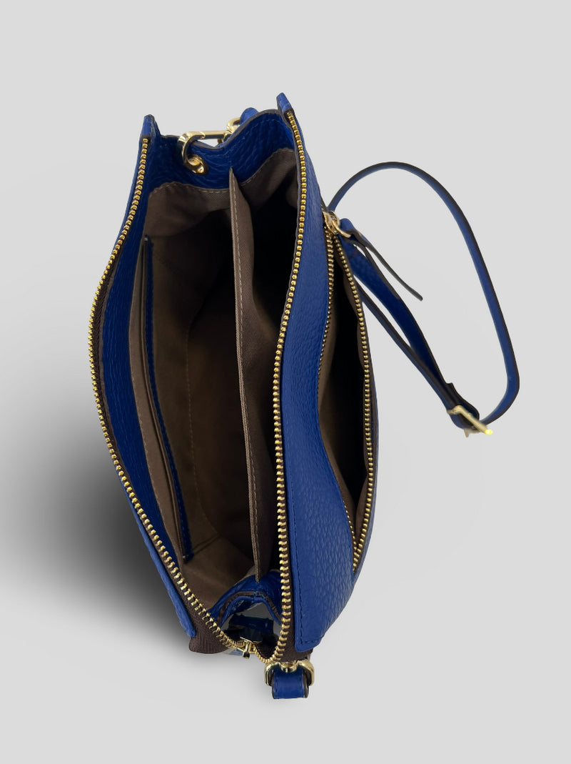 Bolso Bandolera CATS Piel Grabada AZUL
